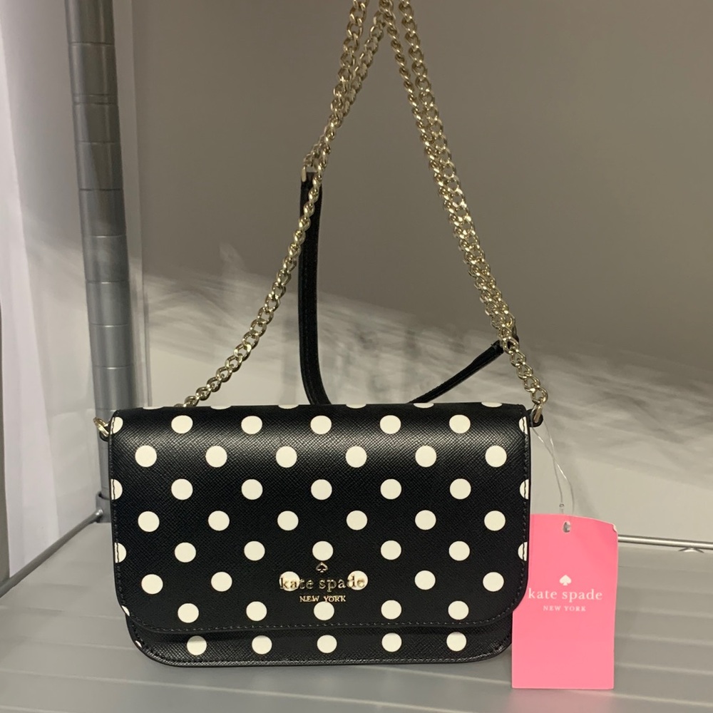 Kate Spade NWT Black and White Polka Dot Crossbody Bag